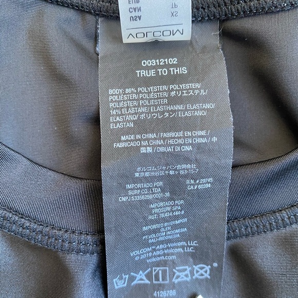 Volcom Charcoal Long Sleeve Rash Guard Shirt Size XS - Picture 5 of 7